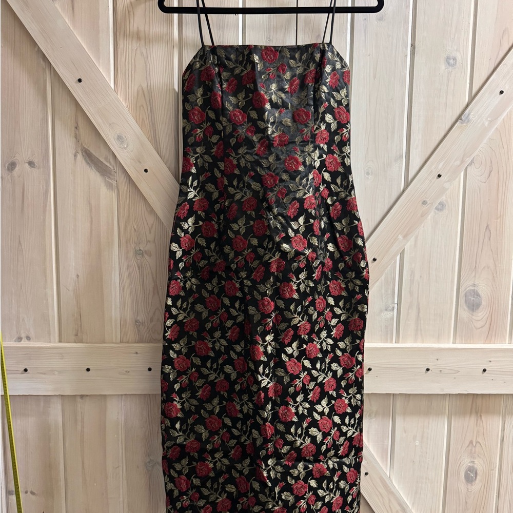Jessica McClintock Gunne Sax Floral Black and Red Women's Dress
